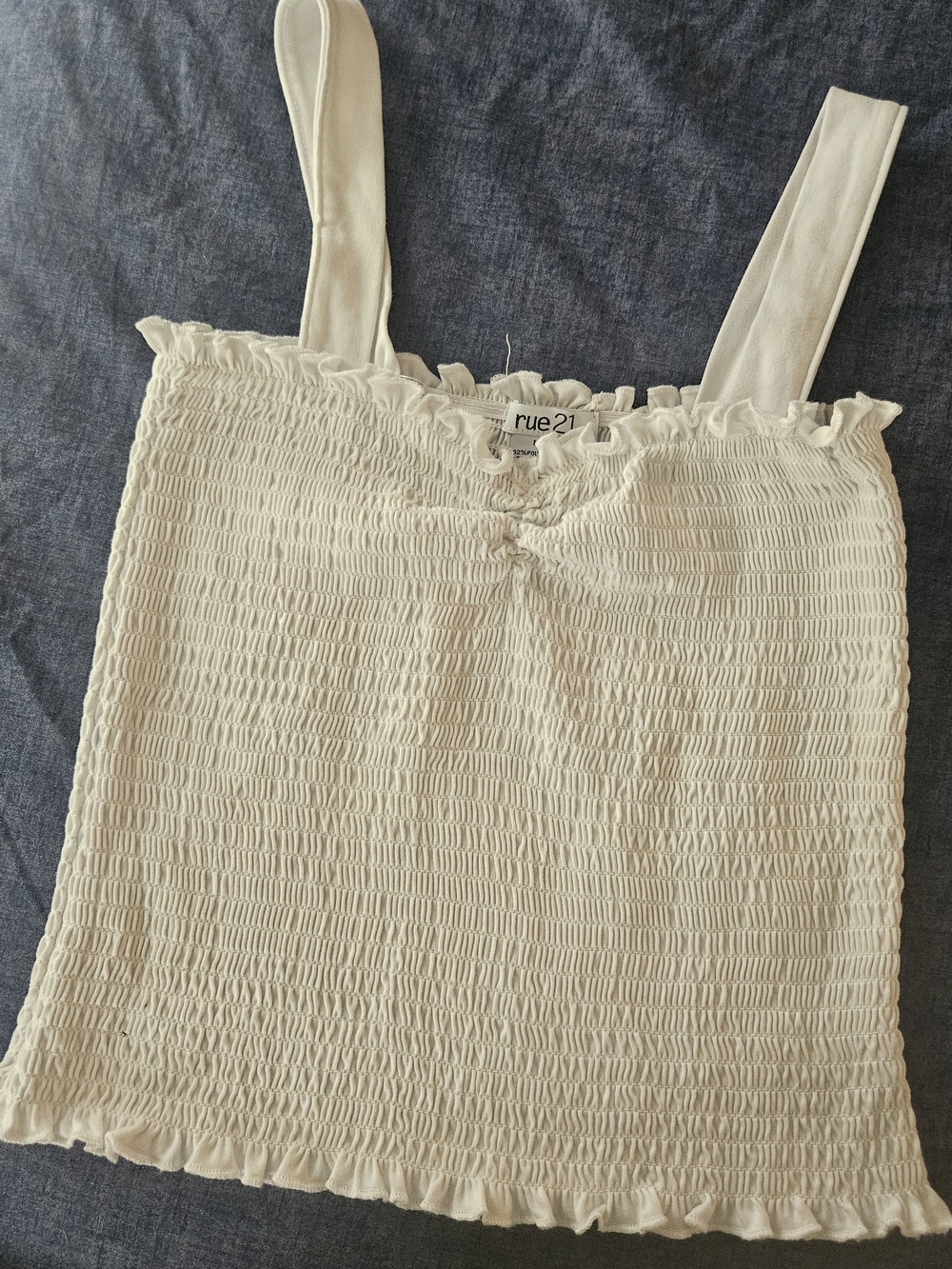 rue21 Cream Smocked Camisole Tank Top